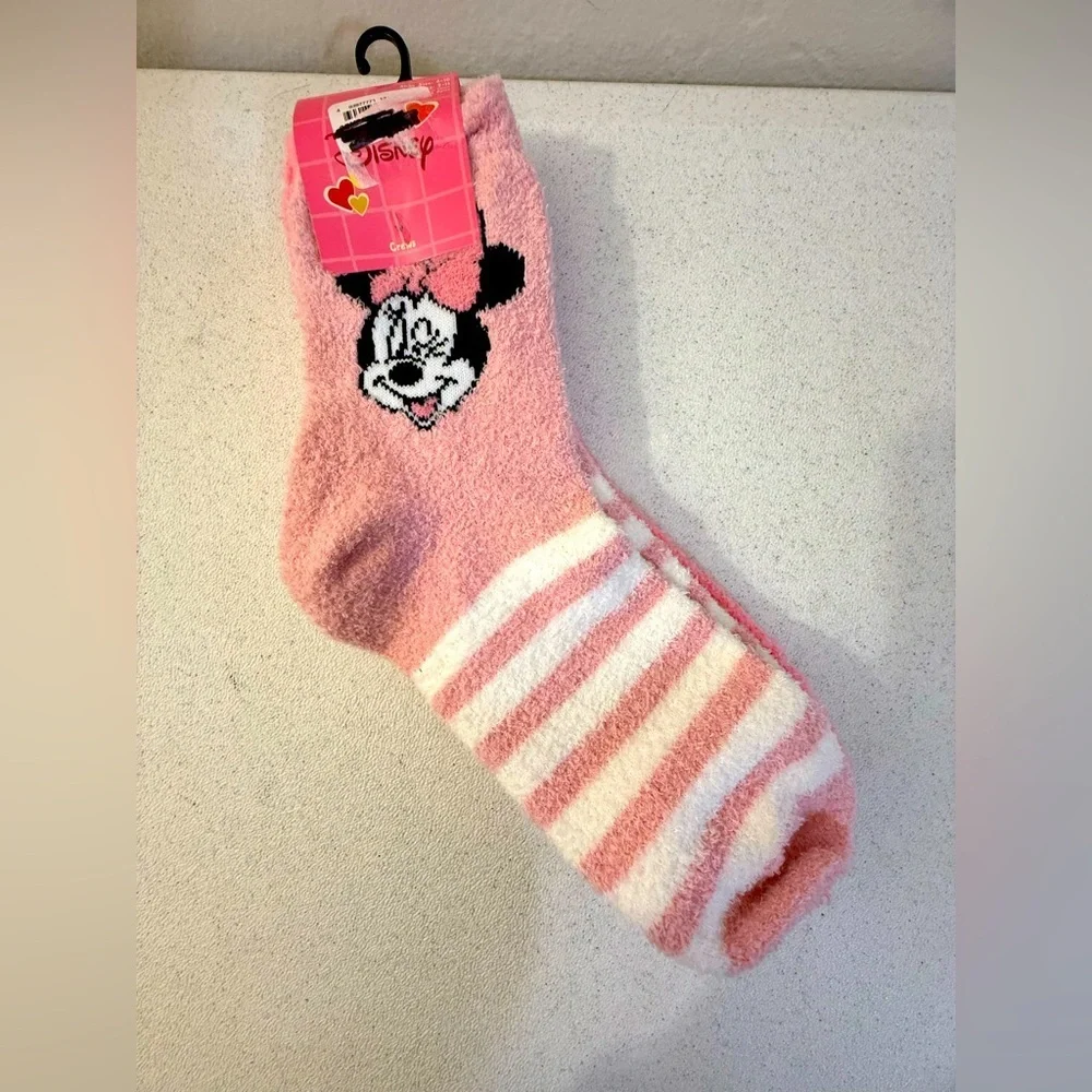 Disney Minnie Mouse Pink and White Cozy Socks